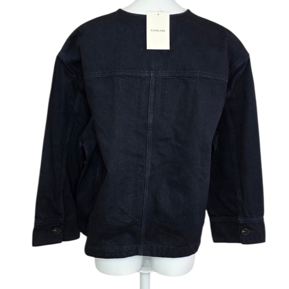 Everlane Dark Navy Round-Neck Button Bomber Jacket - Picture 3 of 12
